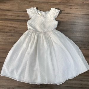 American Princess White Swiss Dot Ruffle-Sleeve Formal Dress